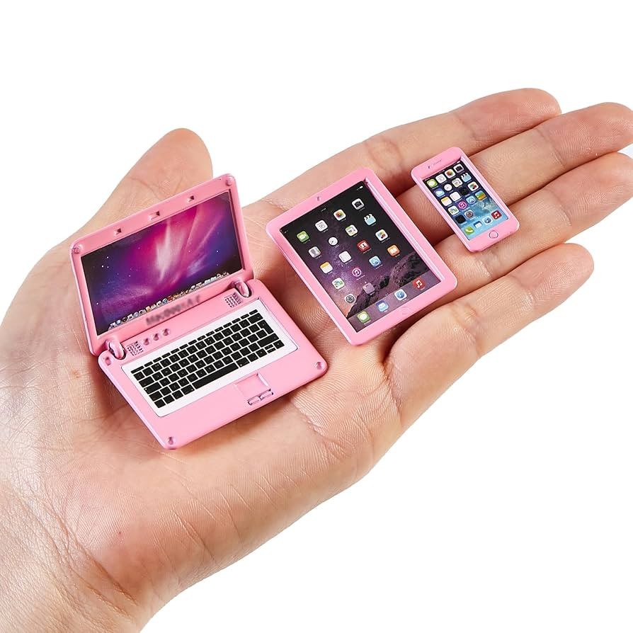 1/12 Scale Dollhouse Laptop Accessories, Minature Tablet Smart Phone Mini Stuff Doll House Furnit... | Amazon (US)