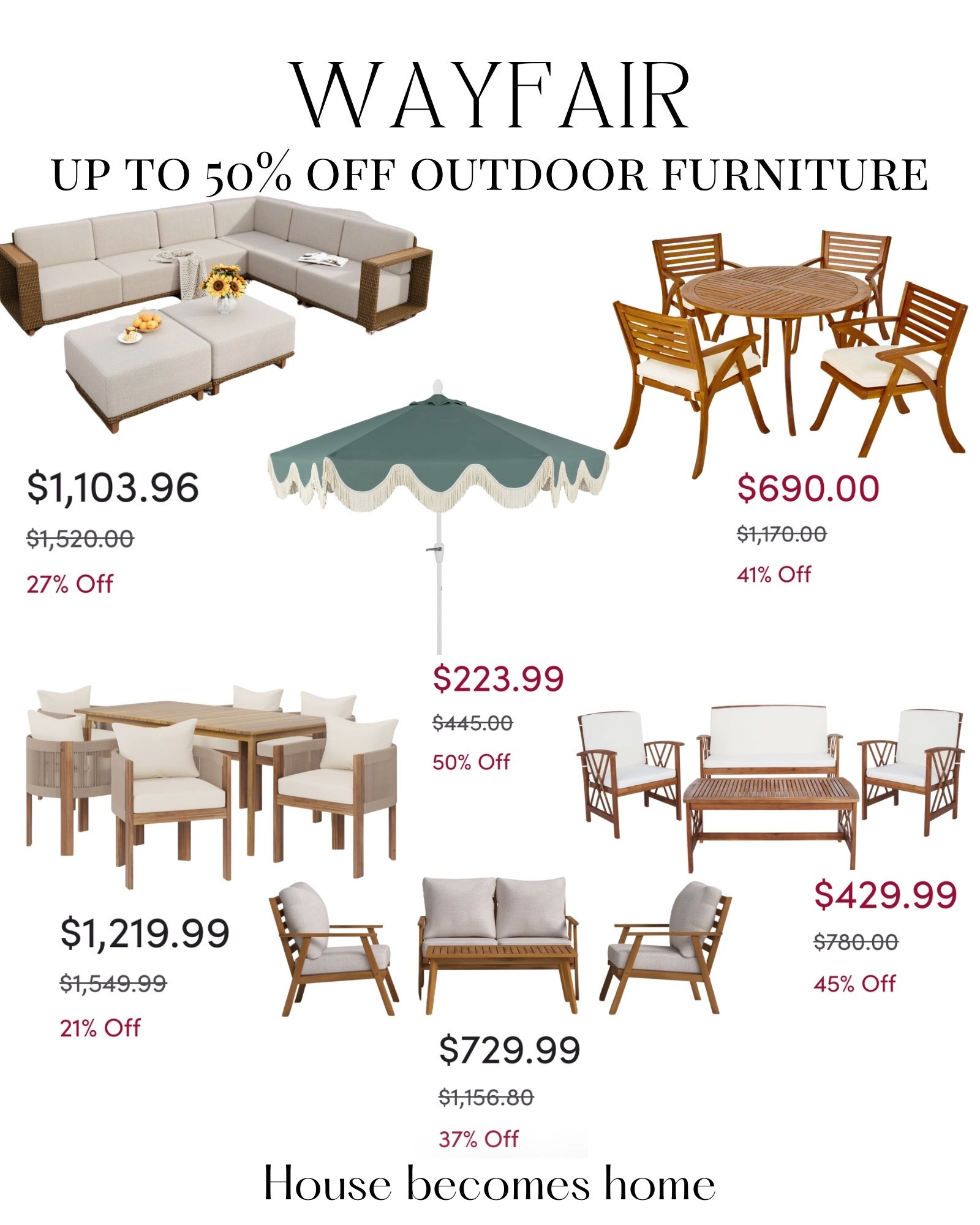 Wayfair outdoor furniture deals! 

#LTKHome #LTKSeasonal #LTKSaleAlert