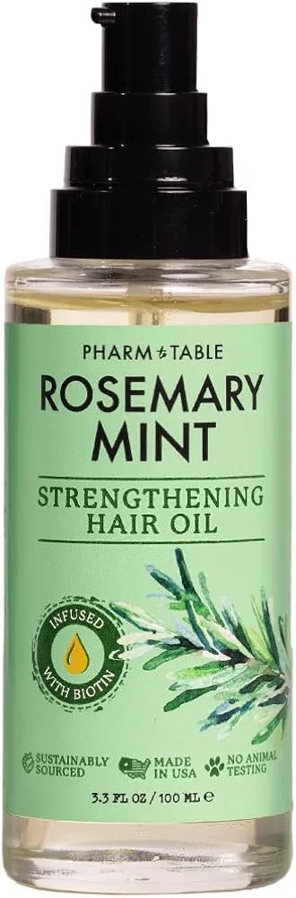 PHARM TO TABLE Rosemary & Mint Hair Oil - Infused with Biotin, Nourishes the Scalp, Boosts Hair G... | Amazon (US)