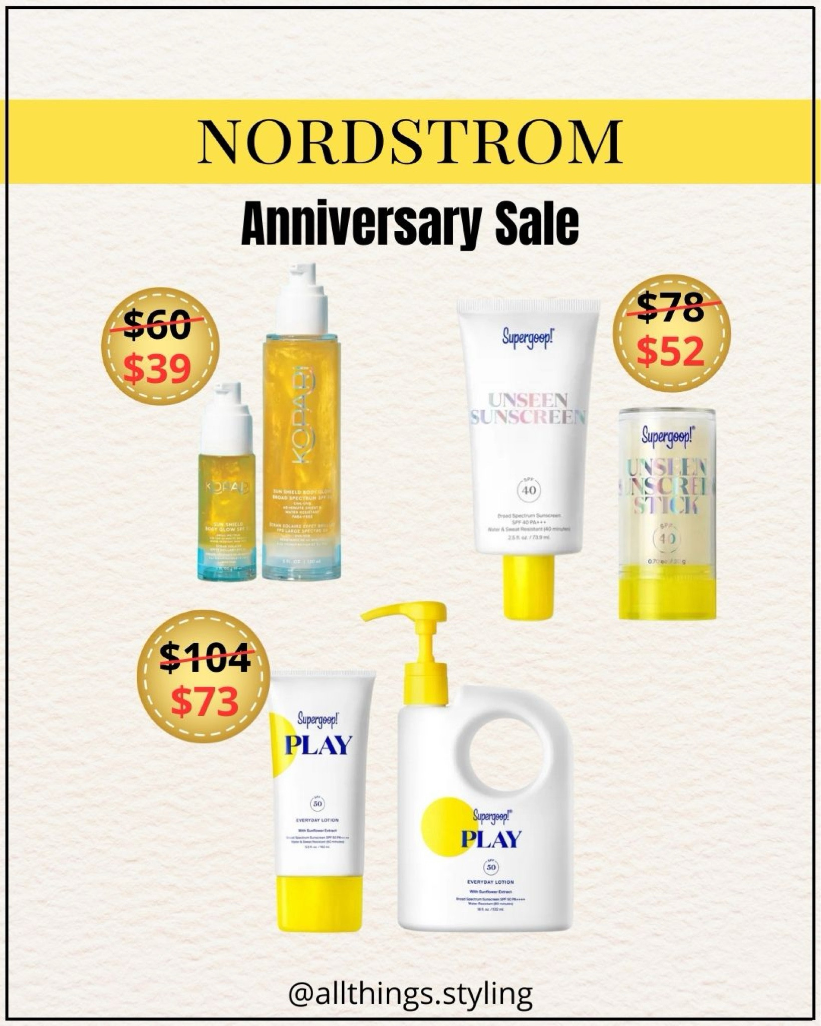 NORDSTROM Anniversary Sale Sunscreen Exclusives are so good this year.  Perfect time to refresh my SUPERGOOP favorites ☀️

Nordstrom Sale, Supergoop Unseen Sunscreen Set, Supergoop Play, Kopari Body Glow Sunscreen, Nordstrom Beauty favorites #LTKSummerSales

#LTKSwim #LTKBeauty #LTKxNSale