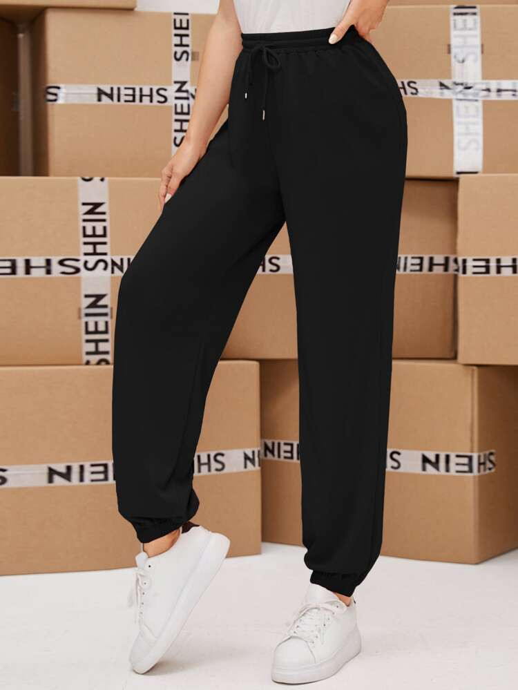 Drawstring Waist Solid Sweatpants | SHEIN