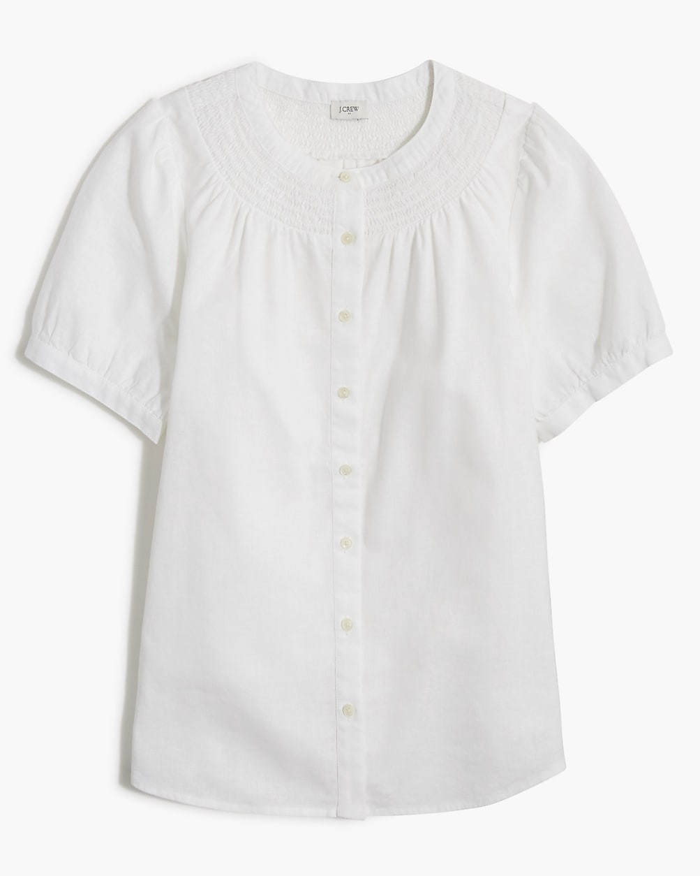 Linen-blend short-sleeve smock-neck top | J.Crew Factory