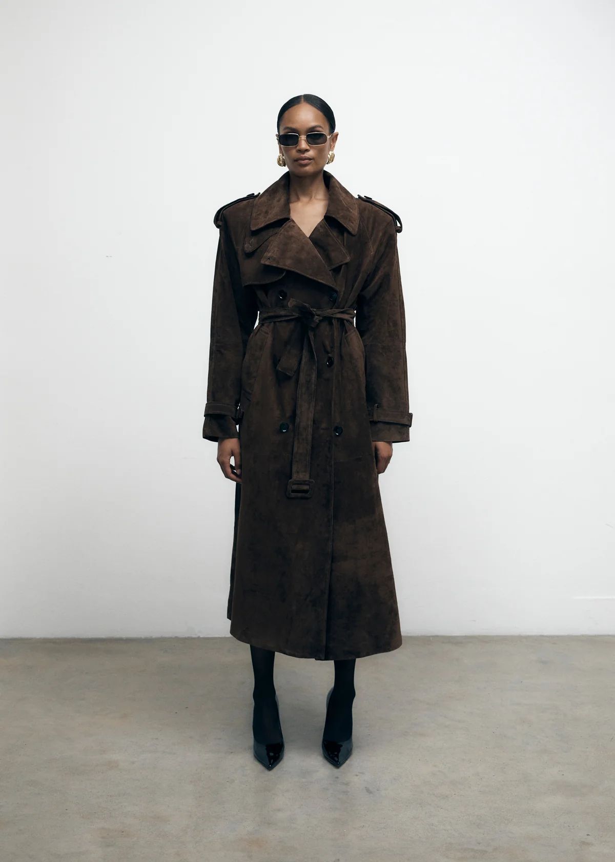 Brown Suede Trench Coat | DE SAVARY LONDON