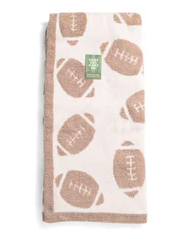 Tossed Footballs Feather High Low Yarn Throw | TJ Maxx