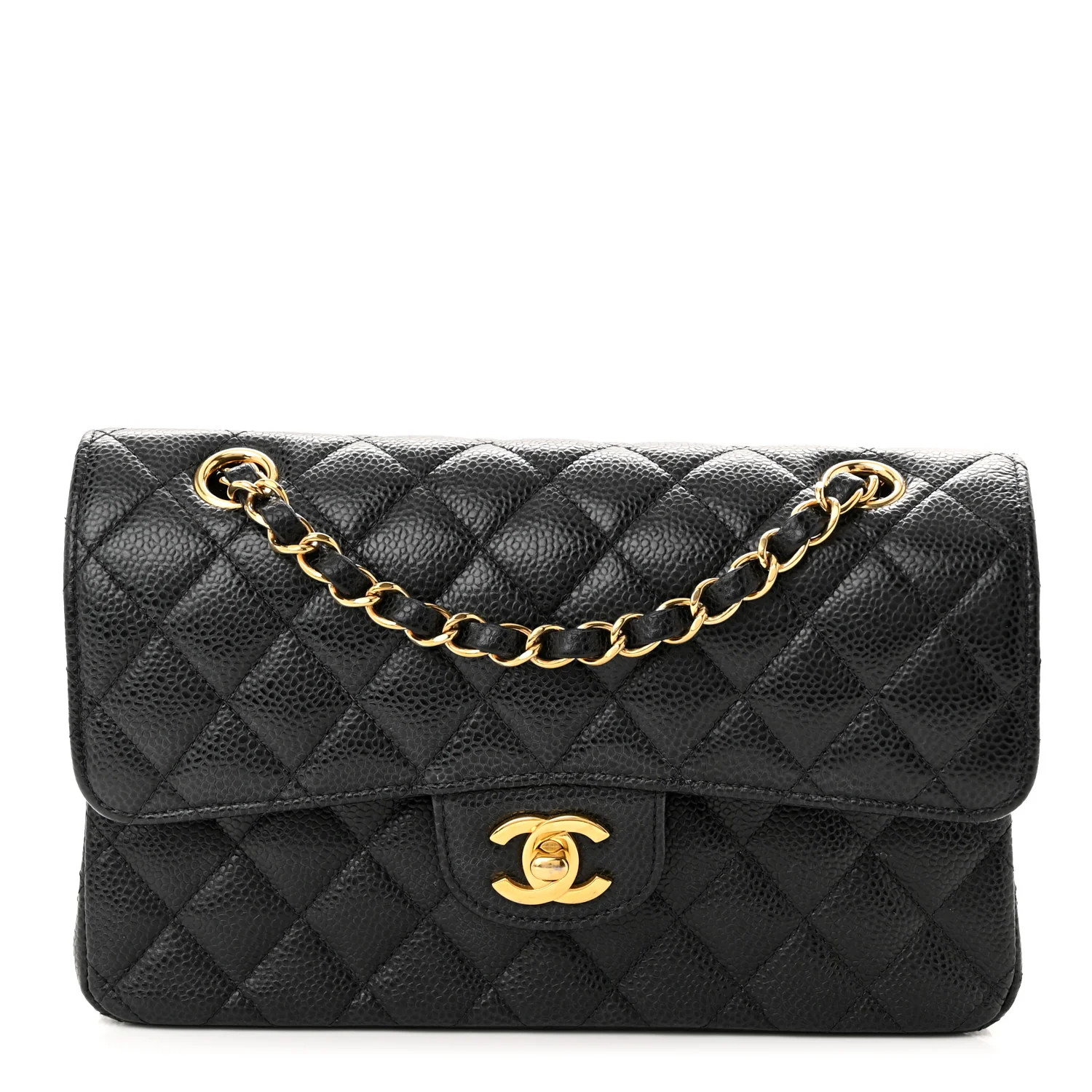 Caviar Quilted Small Double Flap Black | FASHIONPHILE (US)