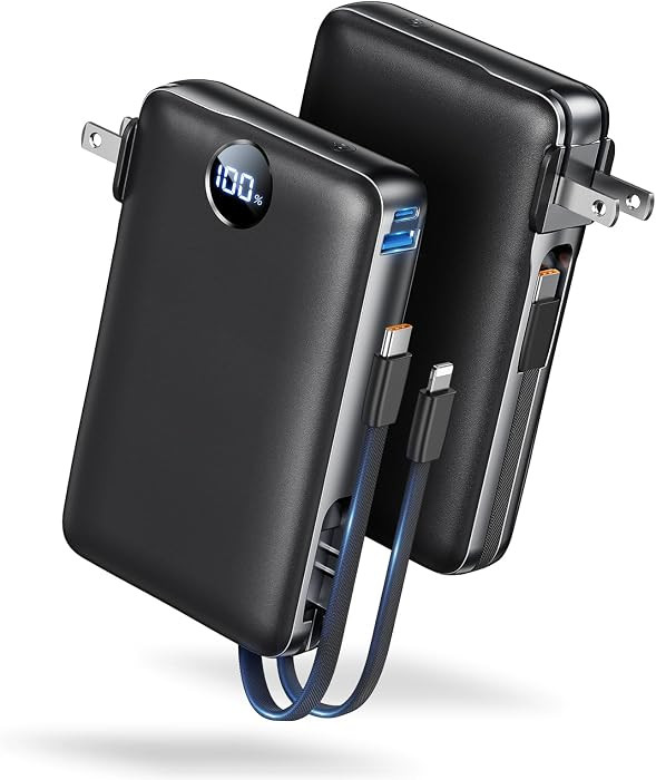 50000 mAh Portable Charger with Built in Cable & Wall Plug, Power Bank, 4 Outputs, 22.5W Fast Cha... | Amazon (US)
