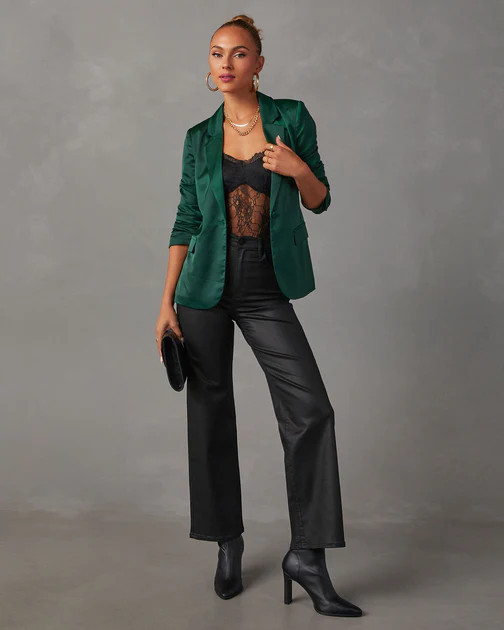 Kaito Satin Blazer - Dark Green | VICI