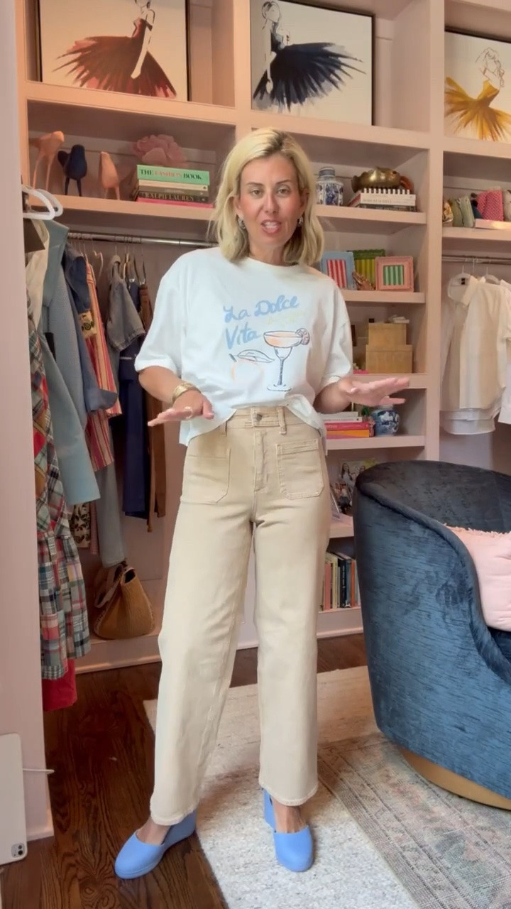 The Sailor jeans we have loved for years from Tar-jay in this new tan color paired with the cutest graphic tee! 
Jeans - 2 
Tee - small
Espadrille - 8 tts 

*use Catherine20 for 20% off my bracelets

#LTKdayinmylife #LTKmomlife #LTKOver40