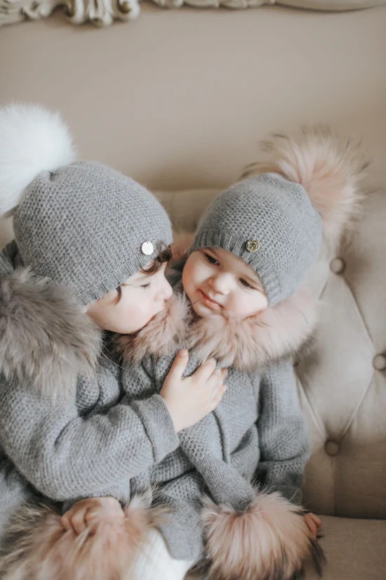 Honeycomb Grey Cashmere Beanie Hats | petite maison kids