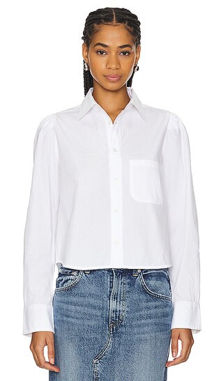 Nia Crop Shirt in Optic White | Revolve Clothing (Global)