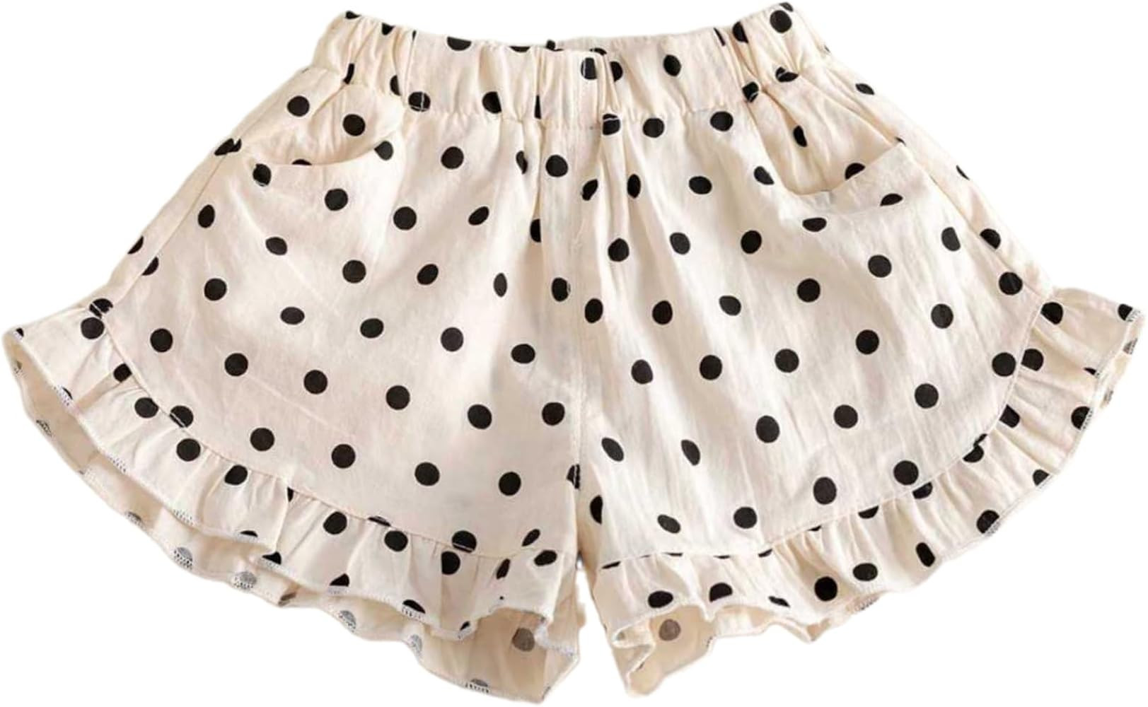 Girls Round Dot Casual Shorts Lightweight Breathable Fabric Elastic Waist for Outdoor Play and Ev... | Amazon (US)