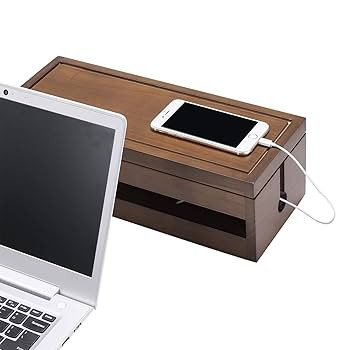 Changsuo Cable Management Box Wooden Cord Organizer Box for Extension Cord Power Stripe Surge Pro... | Amazon (US)