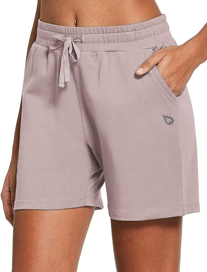 BALEAF Women's 5" Casual Athletic Cotton Shorts Lounge Yoga Pajama Walking Shorts with Pockets Ac... | Amazon (US)