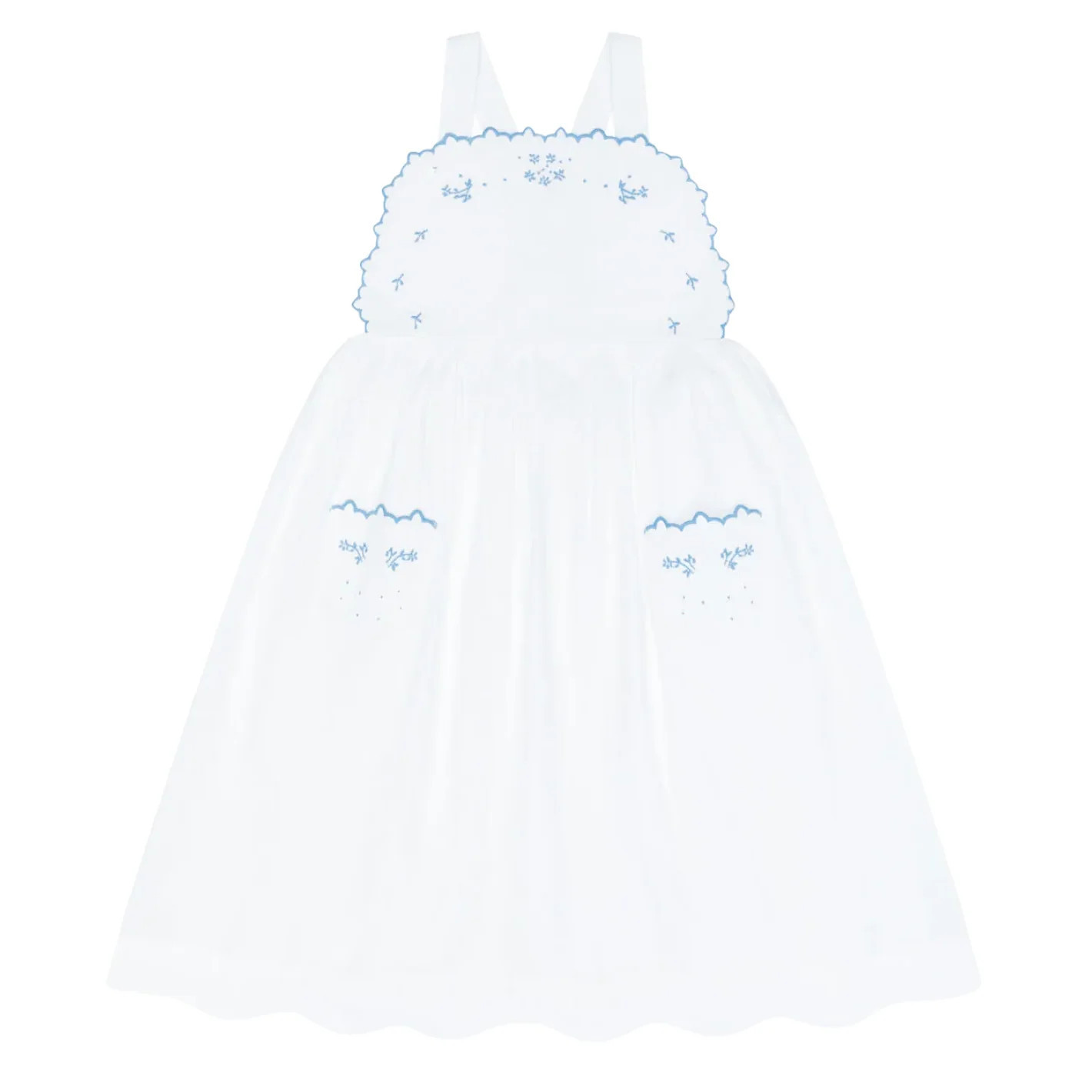 girls shell white cross back pinafore dress | Minnow