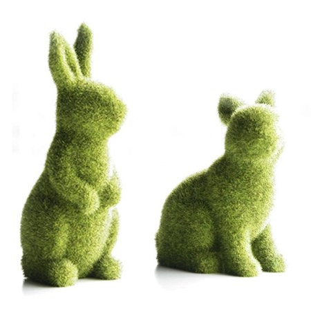 Cheers.US 1Pc Easter Moss Bunny Flocked Rabbit Statue Figurine Festival Garden Yard Home Party Ornam | Walmart (US)
