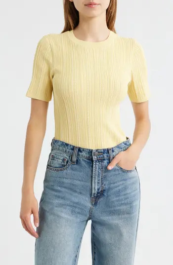 rag & bone Camryn Short Sleeve Rib Sweater in Sunlit at Nordstrom Rack, Size Large | Nordstrom Rack