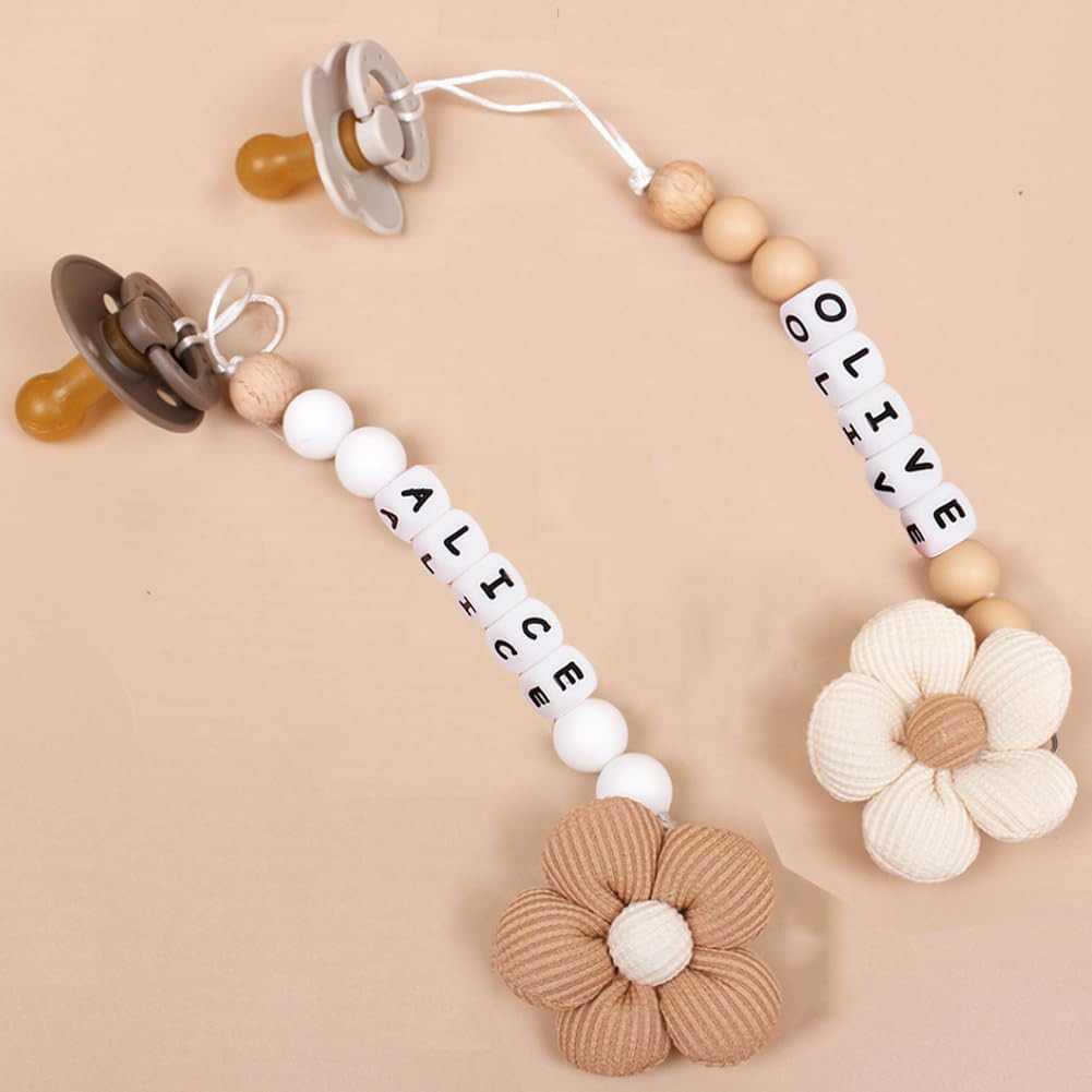 Personalized Flower Pacifier Clip with Name to Soothe Babies Creative Silicone Pacifier to Preven... | Amazon (US)