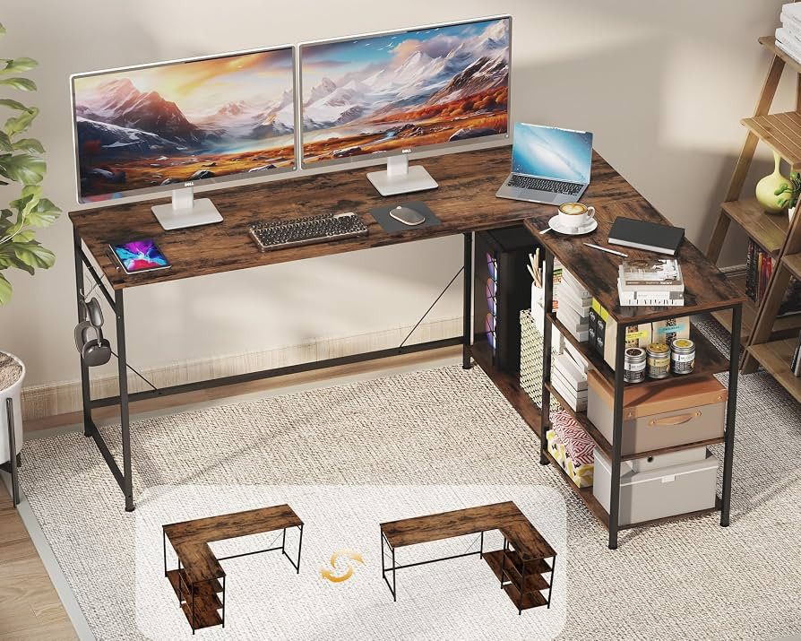 YOSHOOT 63" L Shaped Computer Desk, Gaming Desk | Amazon (US)