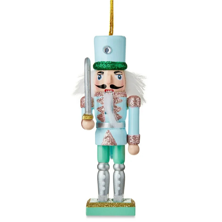Nutcracker Christmas Ornament, Blue/Green, 5 in, by Holiday Time | Walmart (US)