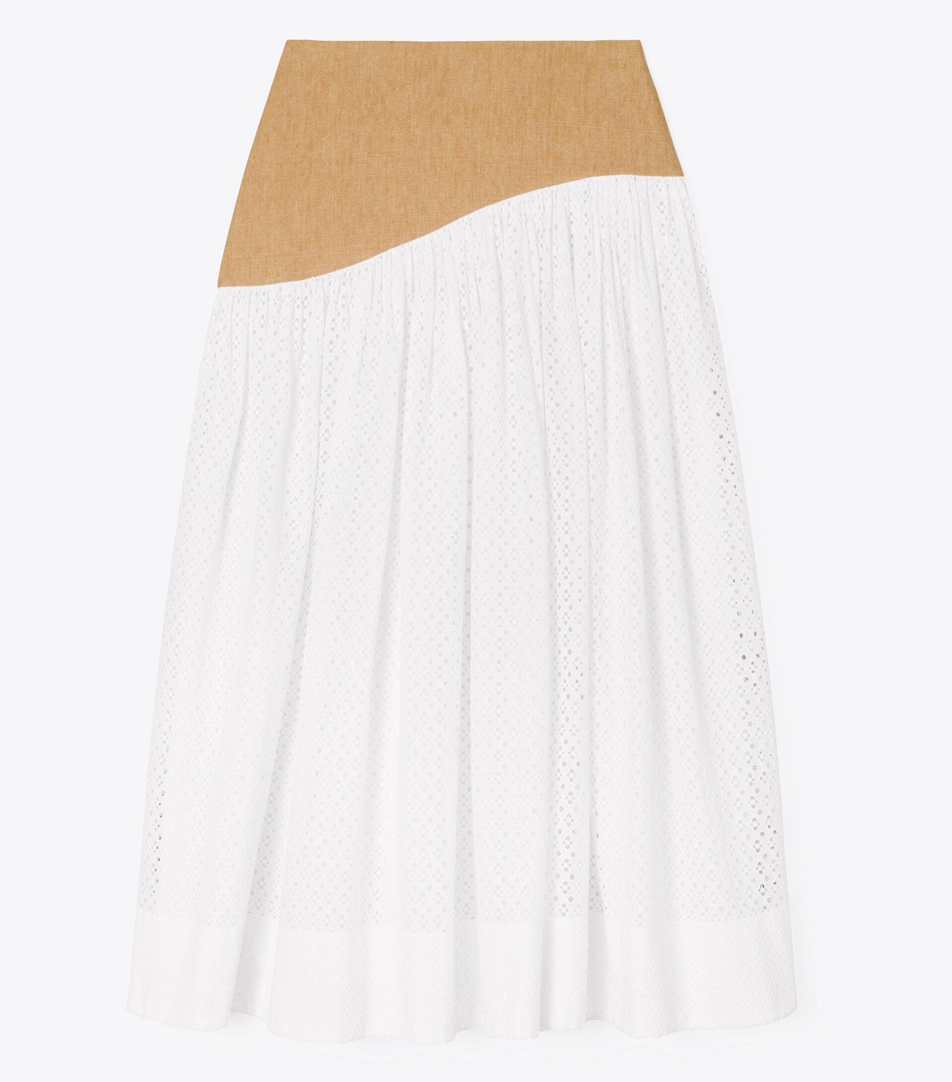 Honeycomb Eyelet Linen Burlap Skirt | Tory Burch (US)