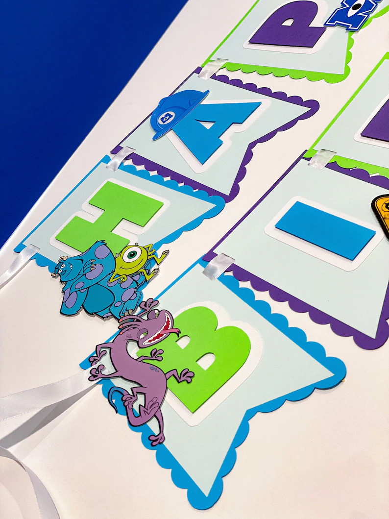 Monster\u2019s Inc Personalized Birthday Banner | Mike and Sulley Theme Party | Monster\u2019s Un... | Etsy (Global)