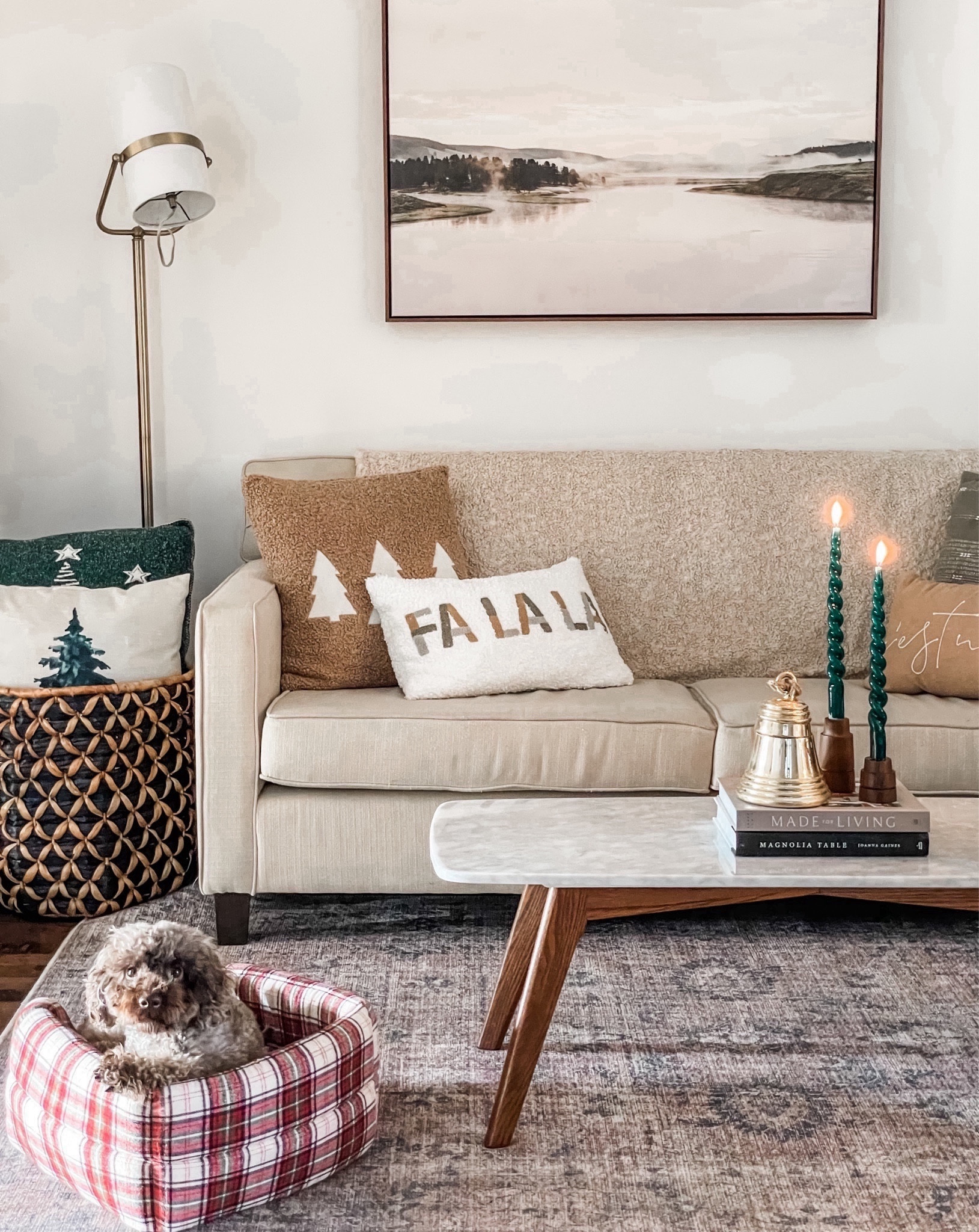 Christmas holiday candles, throw pillows and cute plaid Christmas dog bed  

#LTKHoliday