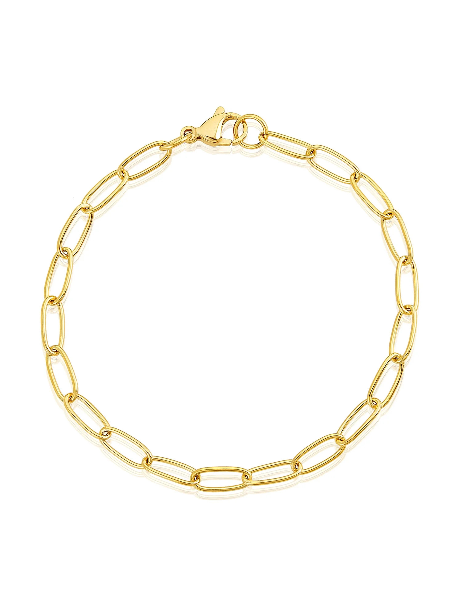 Coastal Jewelry Gold Plated Stainless Steel Adjustable Paperclip Bracelet - 8.5 Inches | Walmart (US)