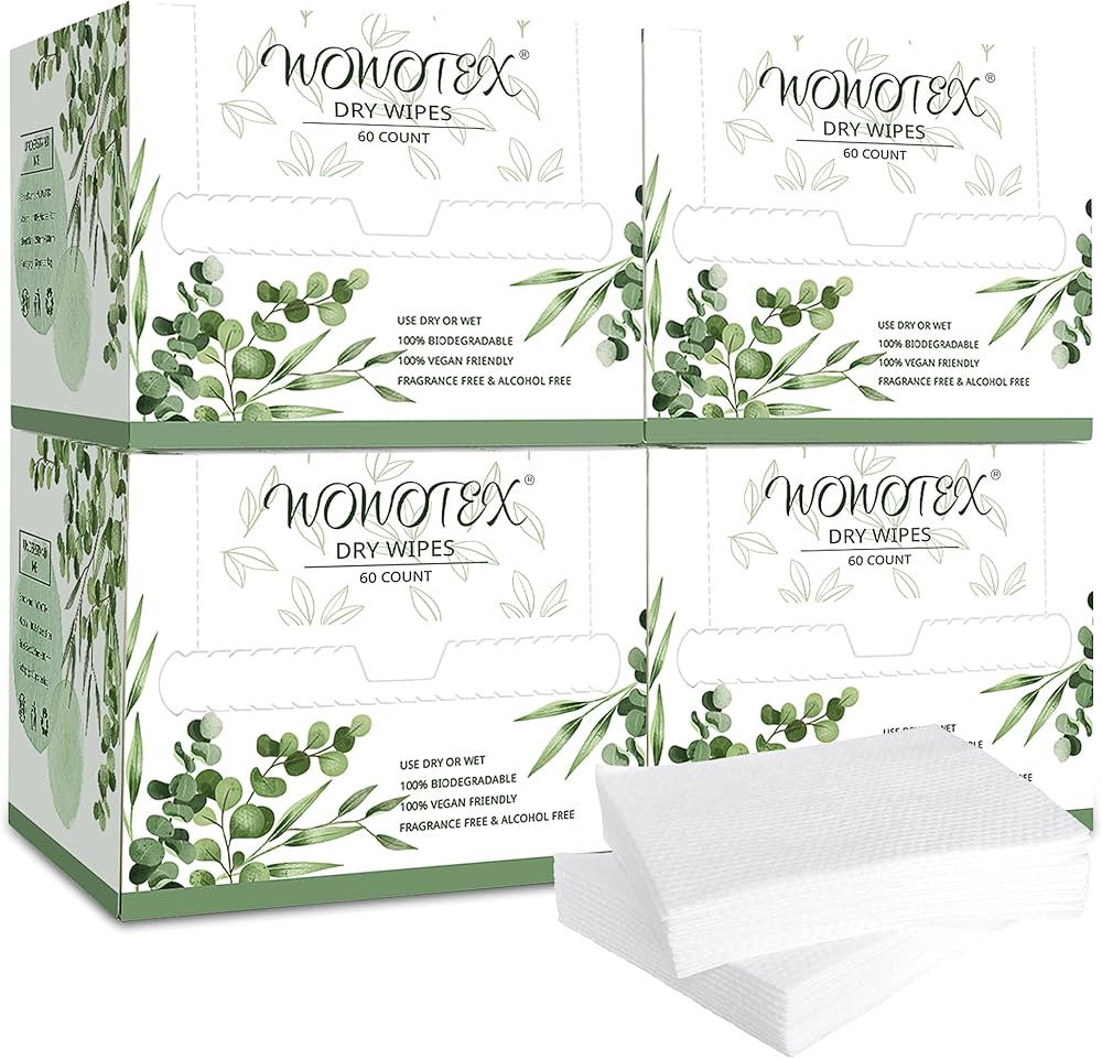 Disposable Face Towel Biodegradable Large Dry Face Wipes 240 Count/4 Box Extra Thick Soft Clean F... | Amazon (US)