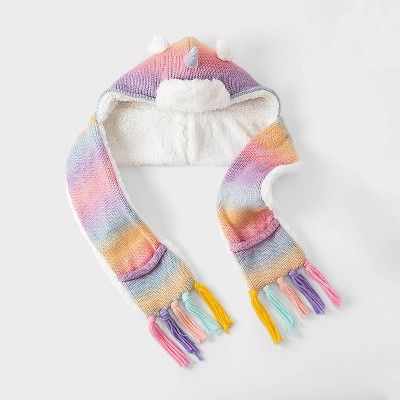 Girls' Unicorn Hooded Hat with Scarves - Cat & Jack™ | Target