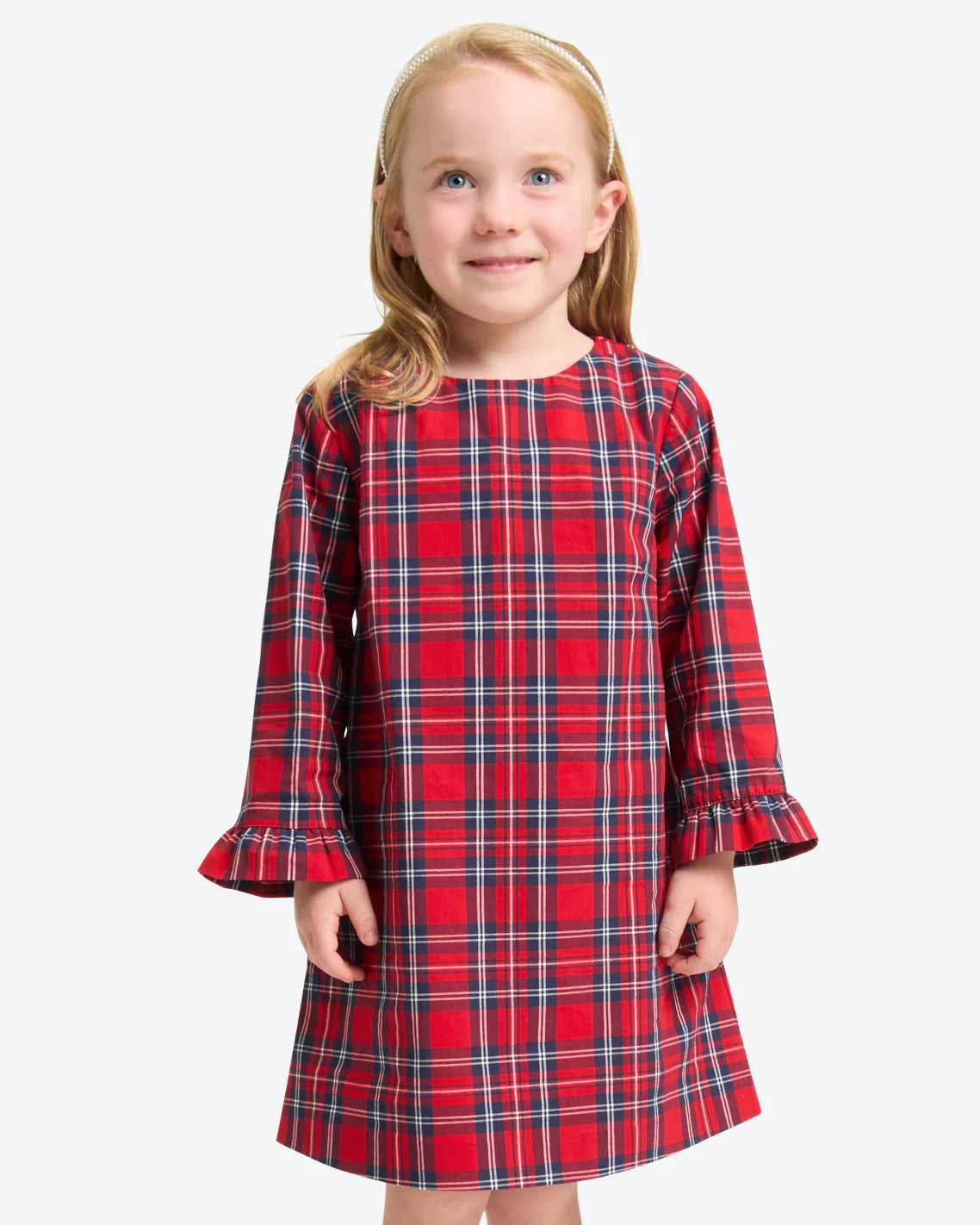 Girls Ruffle Shift Dress in Angie Plaid | Draper James (US)