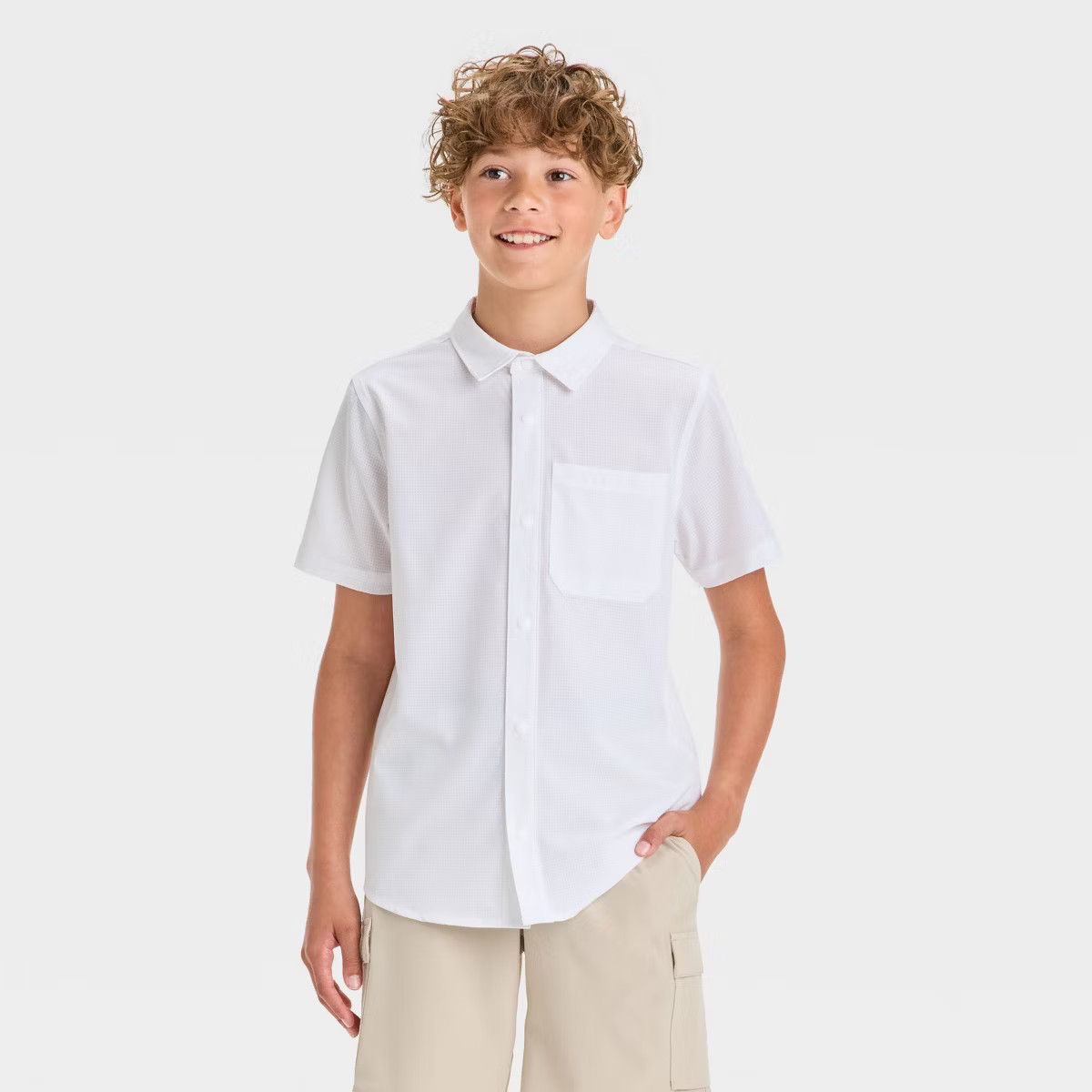 Boys' Short Sleeve Adventure Shirt - All In Motion™ White S | Target