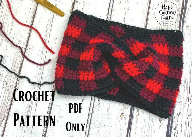 Crochet PATTERN, Buffalo Plaid Twist Headband Pattern , Crochet Earwarmer Pattern, Infant, Toddle... | Etsy (US)