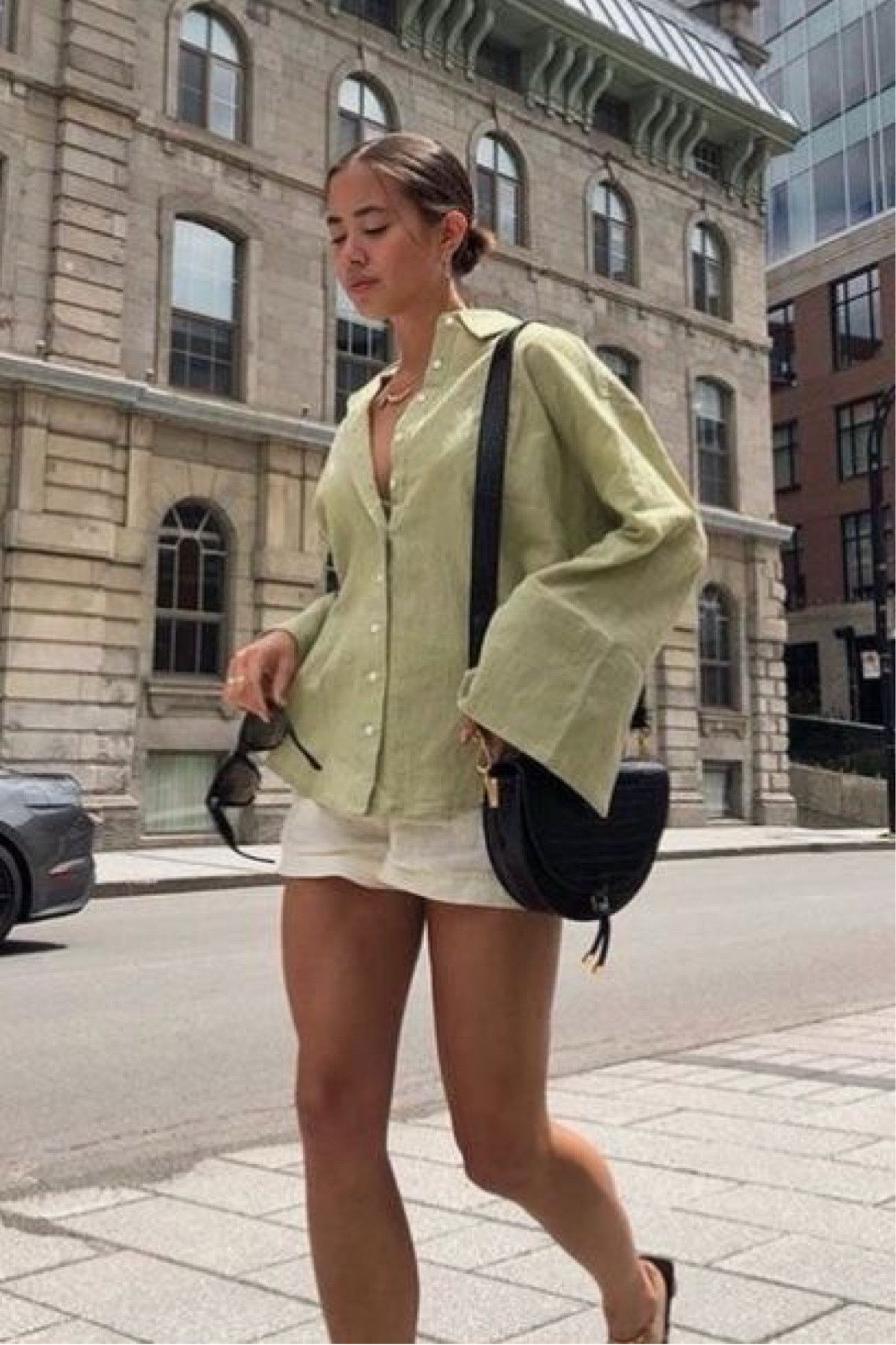 Green Goddess Summer Outfit 🍃

Featuring an oversized sage green summer linen button-up, white linen shorts, a black purse, and black sunnies! Sweating on the summer streets never looked so good 🌱💚

pic via Pinterest

#LTKItBag #LTKStyleTip #LTKFindsUnder100