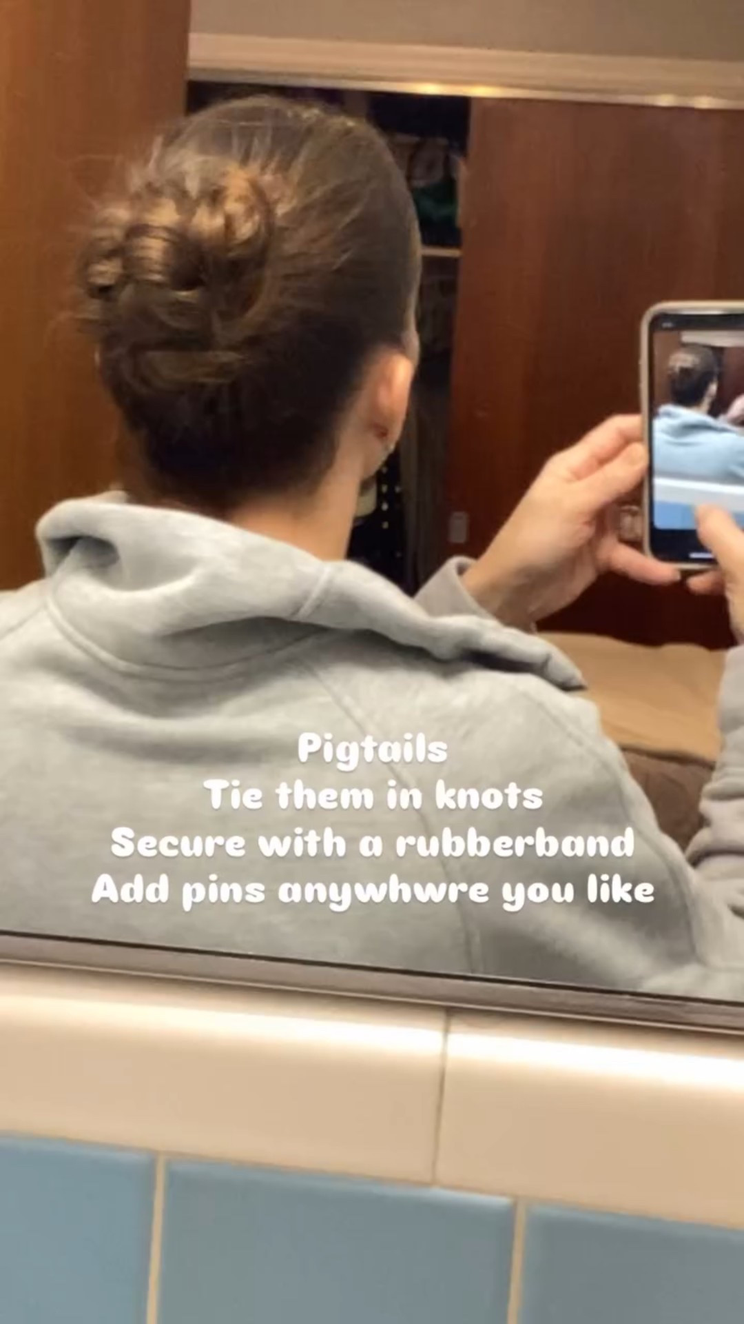 Pigtails
Tie them in knots
Secure with a rubberband 
Add pins anywhwre you like




#LTKstorytime #LTKvlog #LTKBeauty