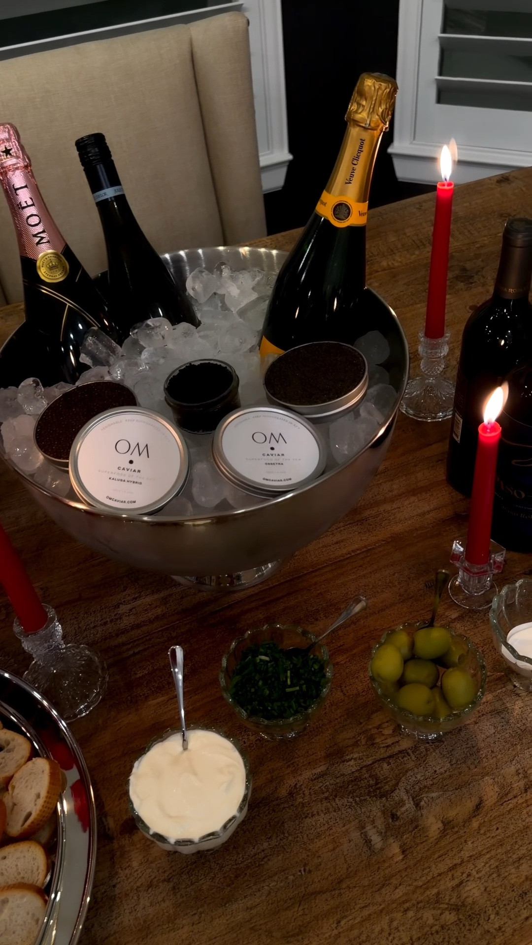 dreamy caviar dinner night!! linked everything from my set up + alternatives! this was suchhh a fun night in! 

ordered caviar from OM Caviar, but love Marky’s NY as well!

GROCERY LIST:
• salt + vinegar chips
• blini’s
• olives
• chives
• creme fraiche 
• purple onion
• baguette
• grassfed butter 
• flaky salt
• champagne of choice
• prosciutto
• Brie
• honey
+ McDonald’s Hash Browns and Chicken Nuggets 😋

#LTKHome #LTKdayinmylife #LTKHoliday