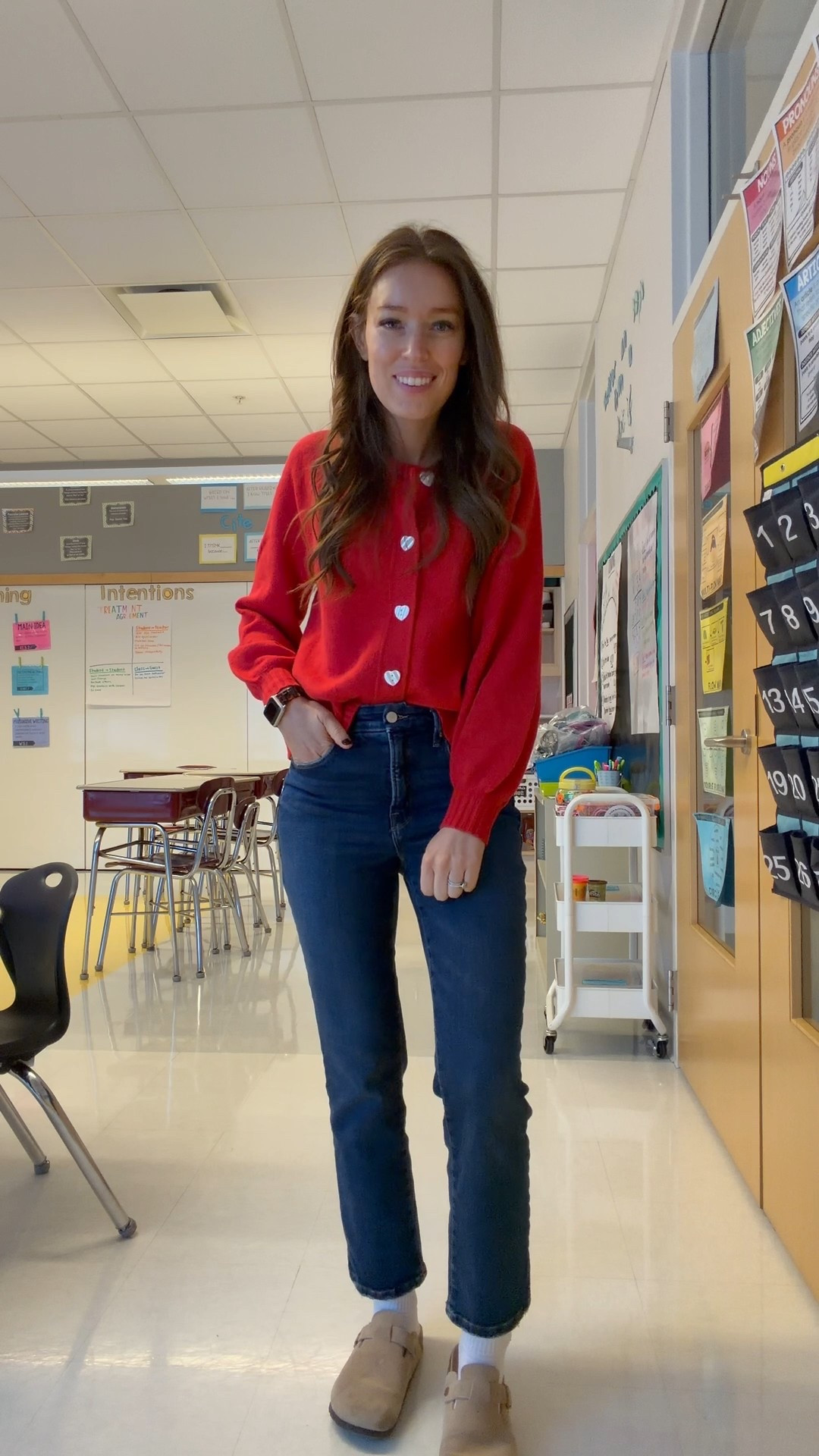 Wearing size M in cardigan 

Valentines sweater / teacher outfit / cardigan / cold weather outfit / winter outfit 

#LTKValentine #LTKootd #LTKmomlife