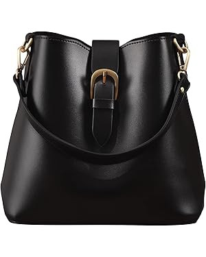 Town Bucket Vegan Leather Bag For Women Hobo Retro Faux Casual Purse Classic Vintage Simple Shoul... | Amazon (US)