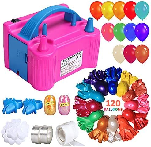 ZMYGOLON 149 PCS Balloon Pump Electric,Portable Dual Nozzle 600W 110V Electric Balloon Blower Inflat | Amazon (US)