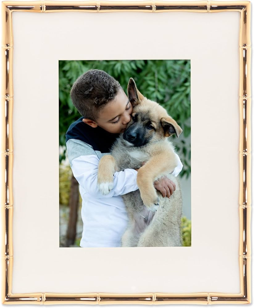 Lawrence Frames Bamboo Design Metal Frame, 8x10, Matted 5x7, Gold | Amazon (US)