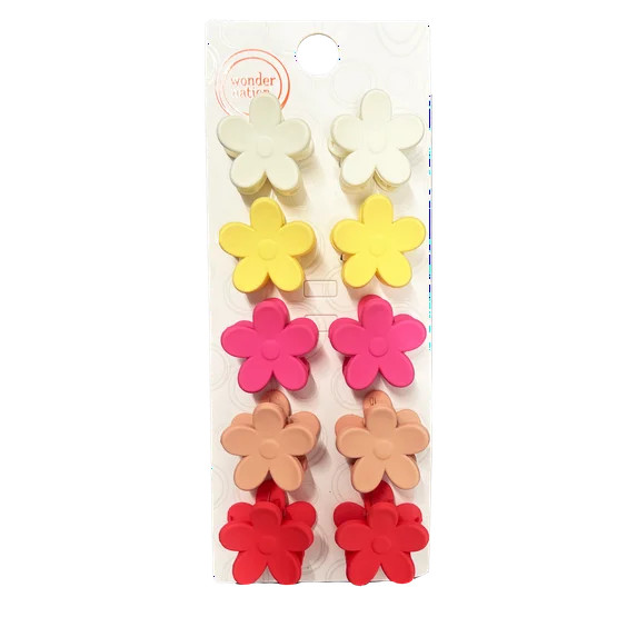 Wonder Nation Girls Flower Mini Claw Clips, 10-Piece, Multi | Walmart (US)