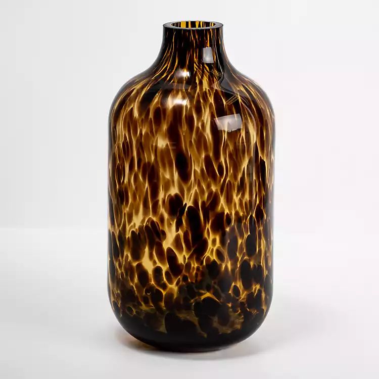 Brown Tortoise Shell Glass Vase, 14 in. | Kirkland's Home