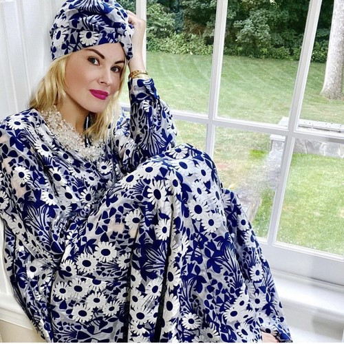 $650 NWT La Vie Style House No. 2006 Floral Jacquard Caftan Dress, Blue, OS  | eBay | eBay US