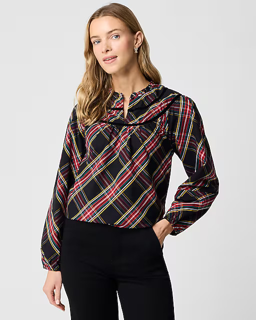 Tartan poplin top | J.Crew Factory