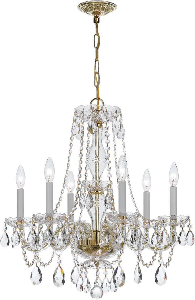 Crystorama 5086-PB-CL-MWP Traditional Crystal Chandelier, 6-Light 360 Total Watts, Polished Brass | Amazon (US)