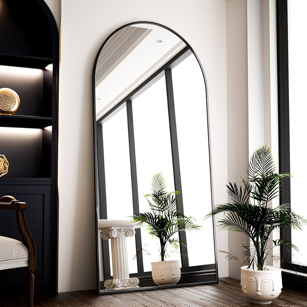 Oversized Full Length Mirror, 71" x 30" Arch Floor Mirror with Stand, Aluminum Alloy Frame Full B... | Amazon (US)