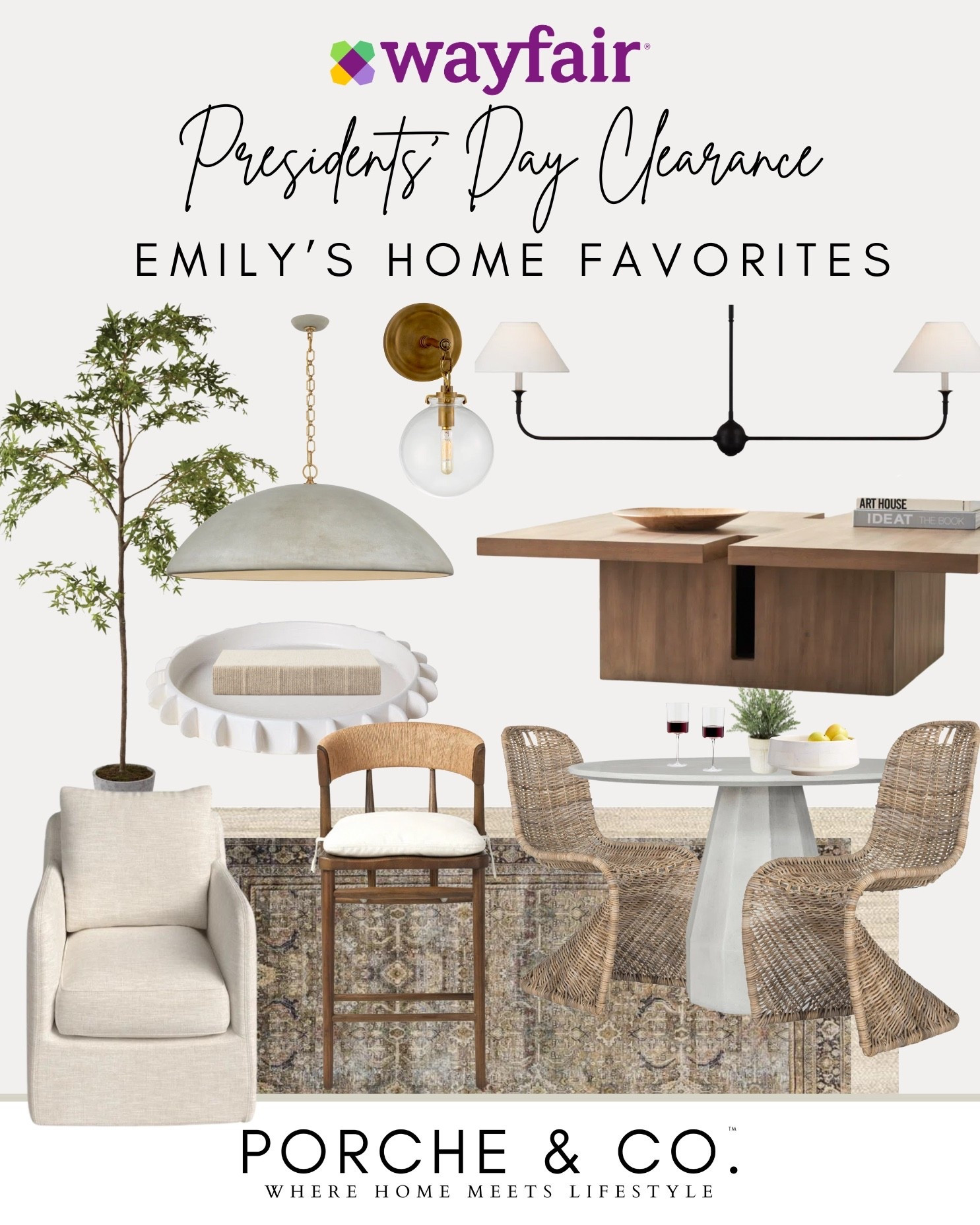 If you’ve been waiting to refresh your home, this is the sale to shop. Wayfair’s Presidents’ Day Clearance is here with up to 70% off timeless furniture, lighting, rugs, and decor—perfect for creating a warm, layered, Modern Classic home that feels elevated but livable.

I’ve rounded up my Home Favorites featuring neutral sofas, sculptural lighting, wood dining tables, woven accent chairs, statement pendants, and classic rugs that work beautifully in living rooms, dining rooms, kitchens, and entryways. These are versatile pieces that mix seamlessly with both modern and traditional homes.

Even better? Wayfair offers fast and free shipping over $35, making it easy to shop big pieces without the stress. Whether you’re furnishing a new space or updating a room for spring, this sale is full of designer-inspired finds at amazing prices.

Tap to shop all my curated Wayfair picks and take advantage of up to 70% off during the Presidents’ Day Clearance before it ends 🤍

@wayfair #Ad #WayfairPartner #Wayfair #PresidentsDayClearance #WayfairSale #HomeDecorSale #ModernClassicHome #NeutralHome #LivingRoomInspo #DiningRoomInspo #HomeFurniture #LightingInspo #RugsAndDecor #InteriorDesignFinds #DesignerInspired #AffordableHomeDecor #PorcheAndCo #porcheandco

#LTKSaleAlert #LTKHome