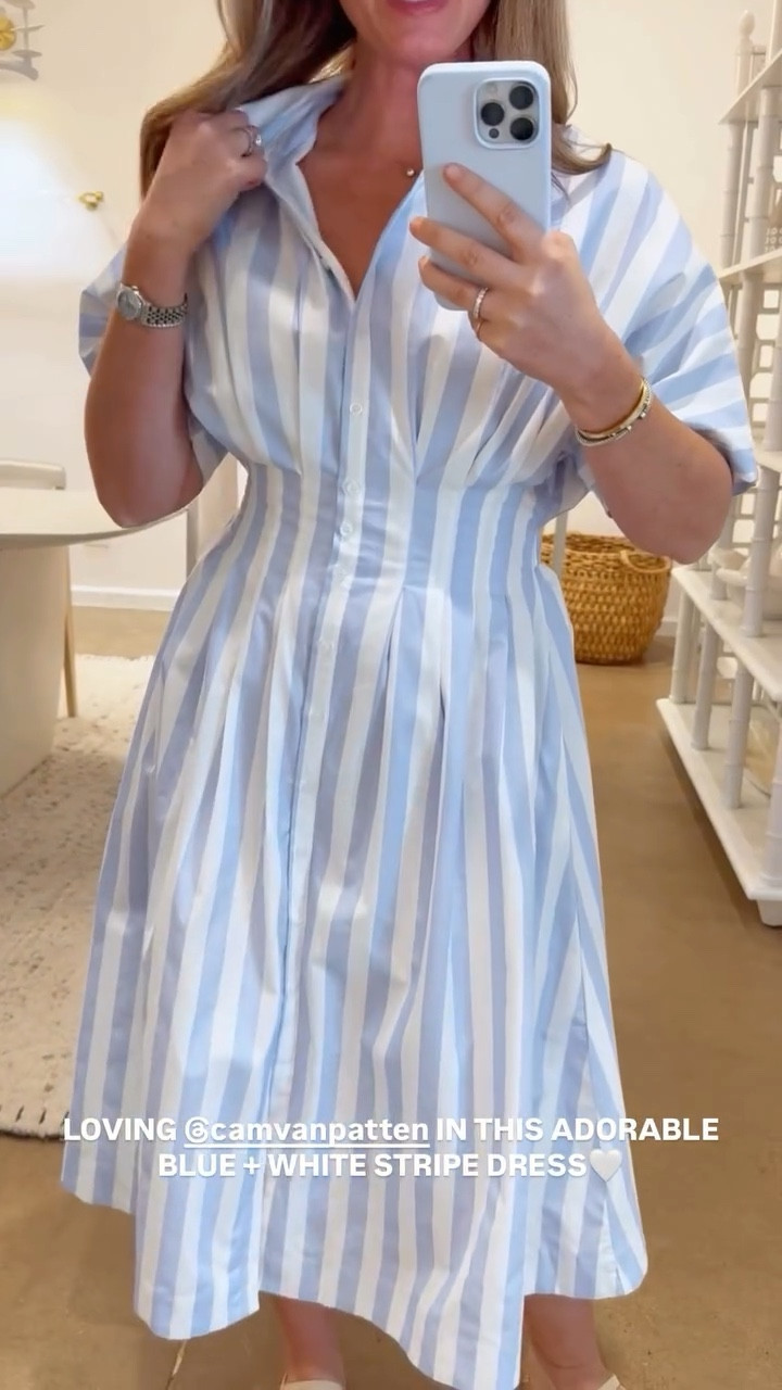 Absolutely LOVING this adorable blue and white striped midi dress! The collar and button detail is STUNNING and I love how the waist cinches you in and is so flattering. Bump friendly and would be cute for a baby shower, gender reveal, spring events and even Easter! Easter dress / blue dress / striped dress / mom style / classic dress / timeless dress / midi dress / impeccable pig


#LTKootd #LTKSeasonal #LTKBump