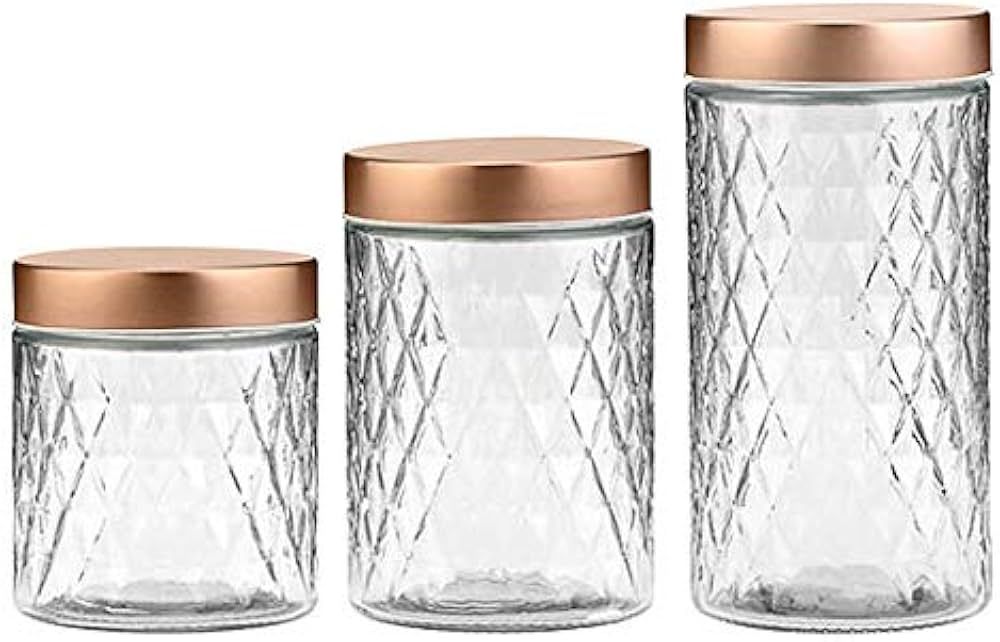 Amici Home Desmond Glass Canister | Set of 3 | Dry Food Storage Container with Airtight Copper Li... | Amazon (US)
