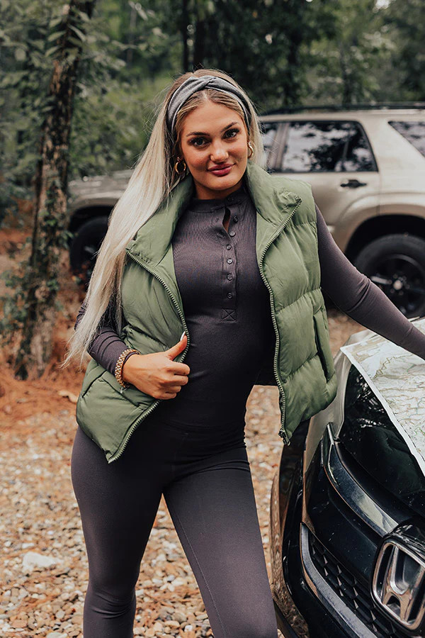 Venture Out Puffer Vest in Sage | Impressions Online Boutique