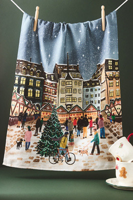 Christmas Village Dishtowel | Anthropologie (US)